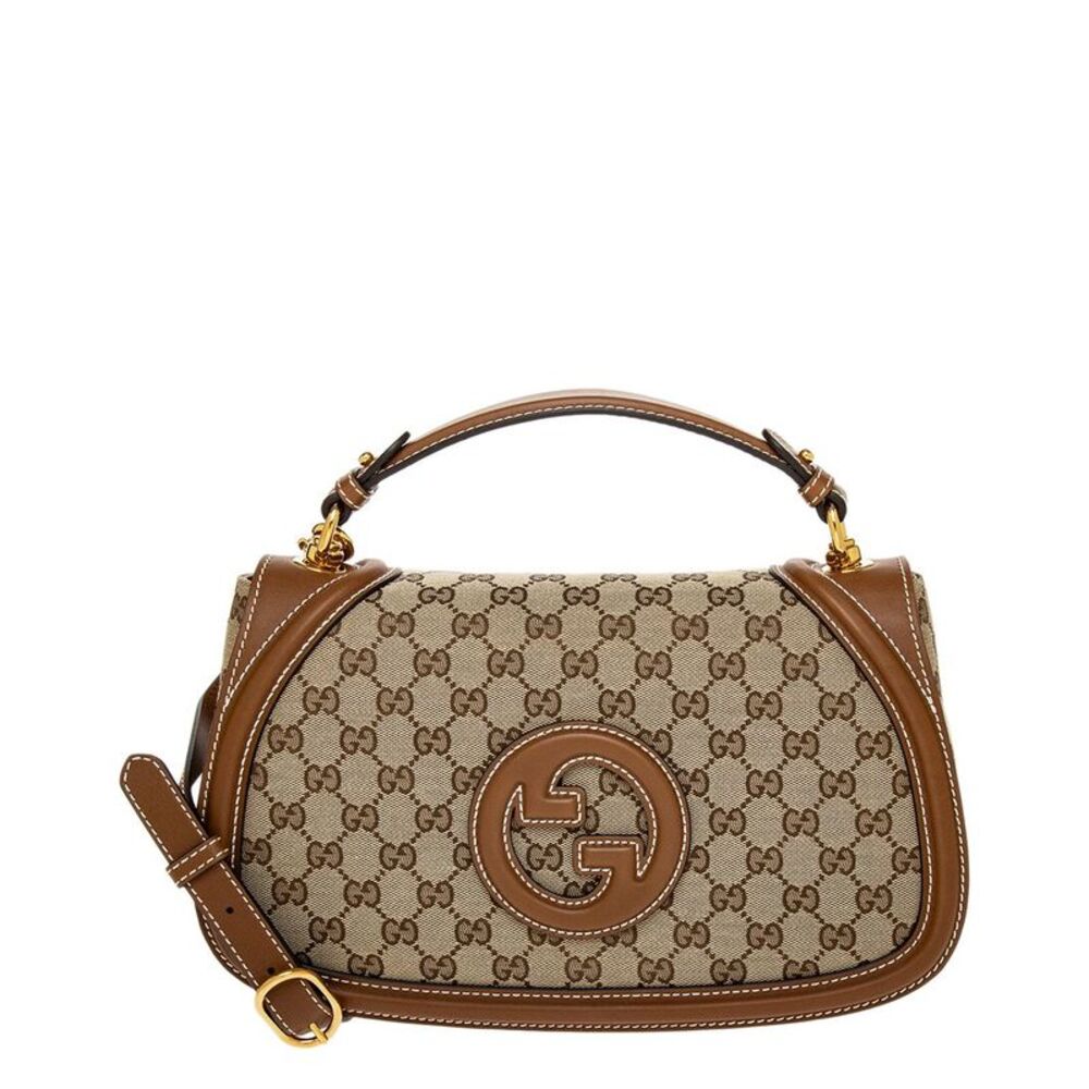 Gucci Blondie Large Canvas & Leather Top Handle Bag, Beige